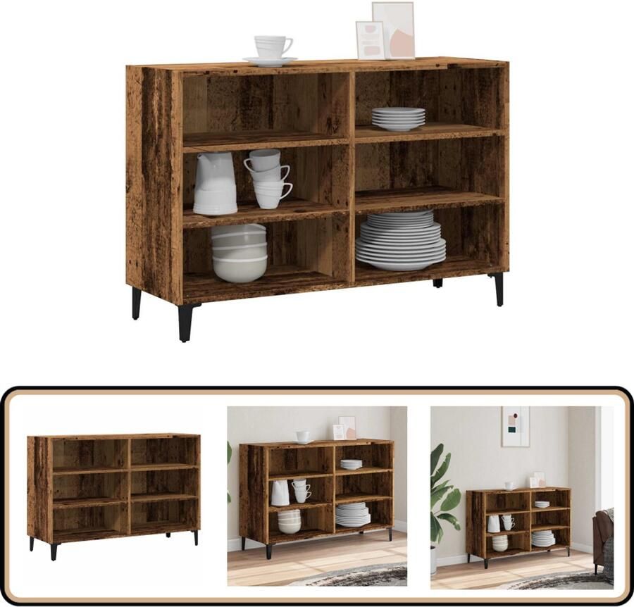 VidaXL Dressoir 103 5x35x70 cm Bewerkt hout Oud houtkleurig Dressoir Tv-meubel Opbergkast Vintage Meubels Landelijke Stijl