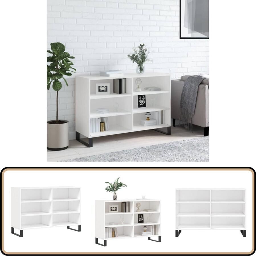 VidaXL Dressoir Bewerkt Hout Wit 103 5x35x70 cm Dressoir Buffetkast Kast Opbergkast Houten Dressoir