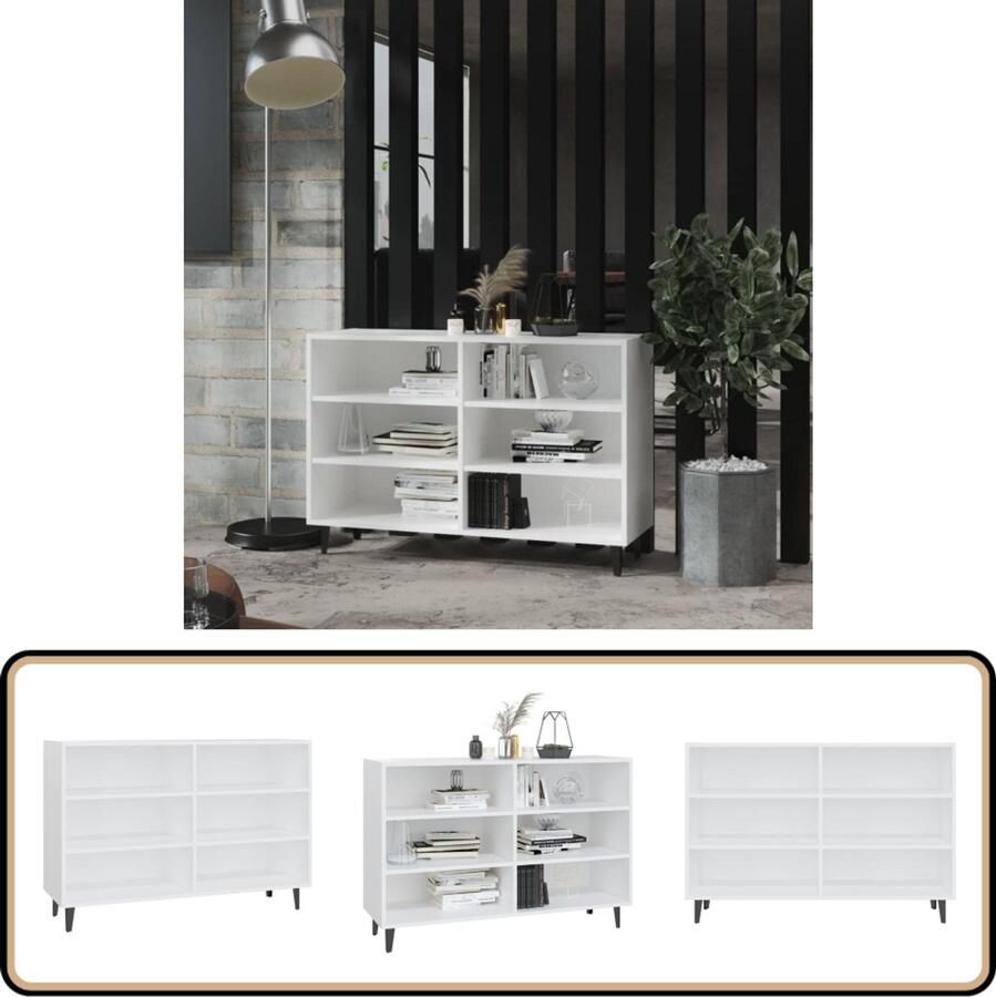 VidaXL Dressoir 6 Schappen Wit 103 5x35x70 cm Boekenkast Industrieel Design Witte Boekenkast Houten Boekenkast Opbergkast