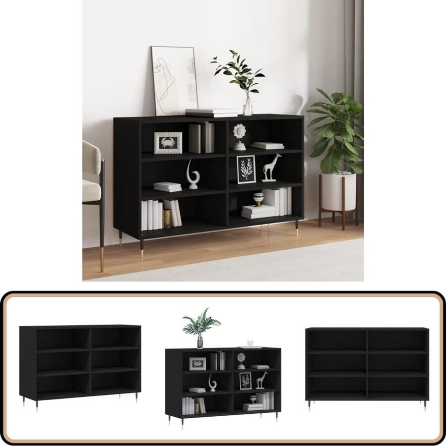 VidaXL Dressoir 103 5x35x70 cm Zwart Bewerkt Hout Dressoir Bijzettafel Opbergkast Kast Zwart - Foto 3