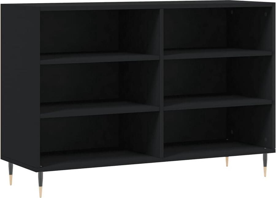 VidaXL Dressoir 103 5x35x70 cm Zwart Bewerkt Hout Dressoir Bijzettafel Opbergkast Kast Zwart - Foto 4