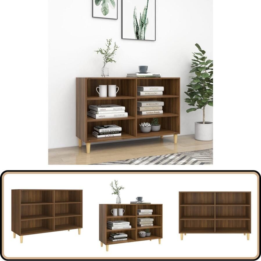 The Living Store Dressoir 103 5x35x70 cm bewerkt hout bruin eikenkleur Dressoir Scandinavisch Design Opbergkast Buffetkast Bruineiken