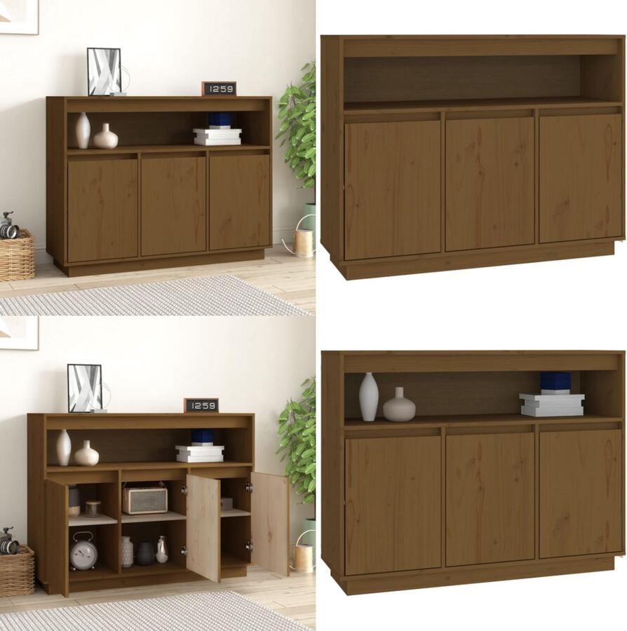 VidaXL Dressoir 104 5x34x80 cm massief grenenhout honingbruin Dressoir Dressoirs Kast Wandkast