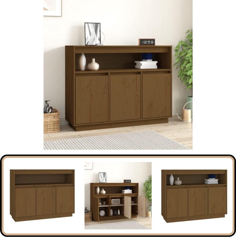 VidaXL Dressoir 104 5x34x80 cm Massief Grenen Honingbruin Dressoir Houten Dressoir Vintage Dressoir Salontafel Tv Tafel