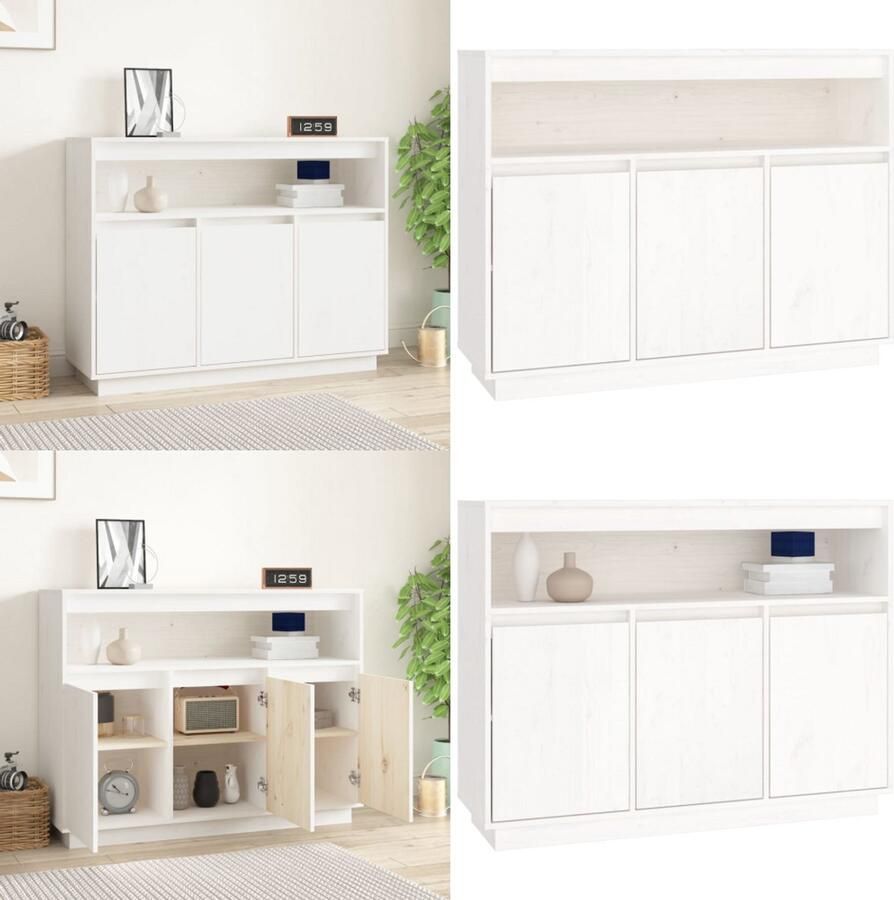 VidaXL Dressoir 104 5x34x80 cm massief grenenhout wit Dressoir Dressoirs Kast Wandkast