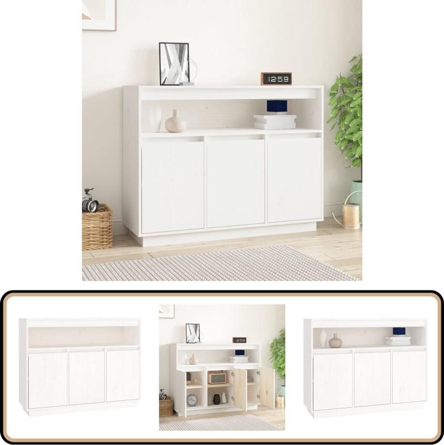 VidaXL -Dressoir-104 5x34x80-cm-massief-grenenhout-wit