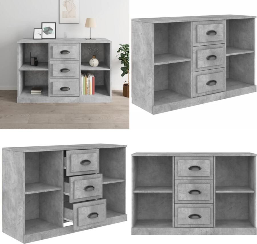 VidaXL Dressoir 104 5x35 5x67 5 cm bewerkt hout betongrijs Dressoir Dressoirs Kast Wandkast