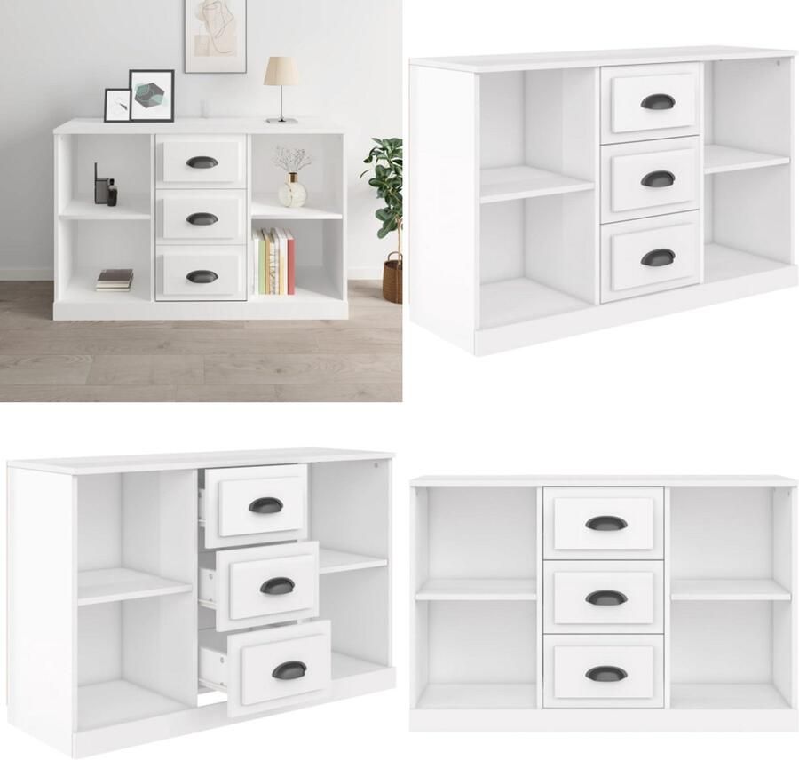 VidaXL Dressoir 104 5x35 5x67 5 cm bewerkt hout hoogglans wit Dressoir Dressoirs Kast Wandkast