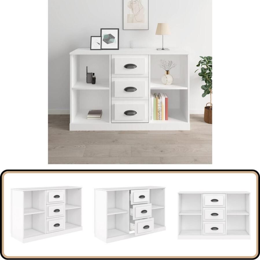 VidaXL Dressoir Hoogglans Wit Stijlvol en Functioneel Dressoir Vintage Kast Vintage Witte Dressoirs Houten Dressoir Salontafel