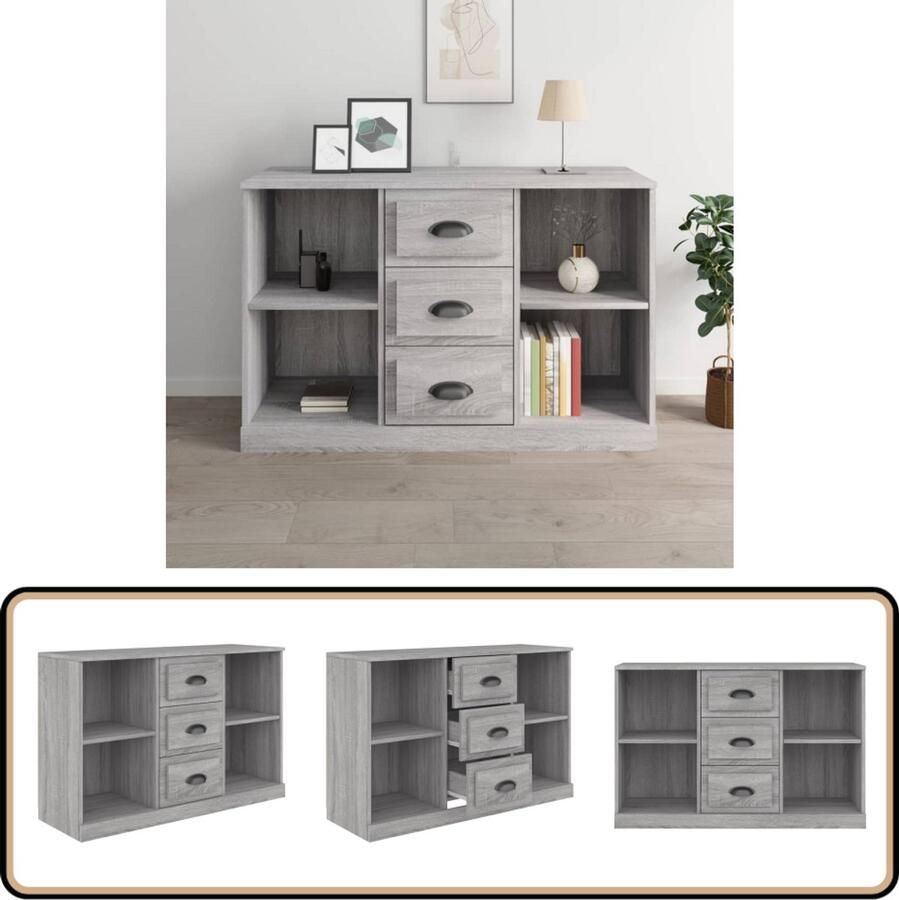 VidaXL Dressoir 104 5x35 5x67 5 cm Sonoma Grijs Dressoir Klassiek Meubel Bijzettafel Grijze Kast Houten Dressoir