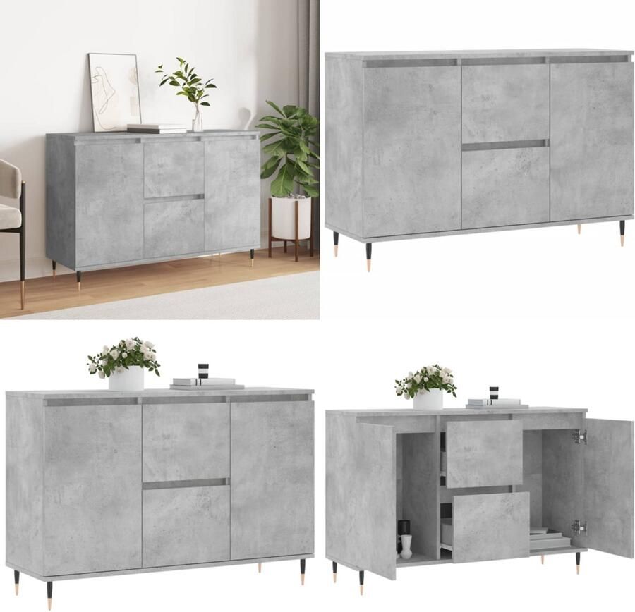 VidaXL Dressoir 104x35x70 cm bewerkt hout betongrijs Dressoir Dressoirs Opbergkast Buffet