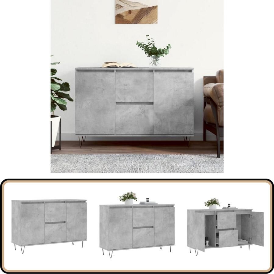 VidaXL Dressoir 104x35x70 cm Bewerkt hout Betongrijs Dressoir Opbergkast Buffetkast Houten Kast Grijze Kast