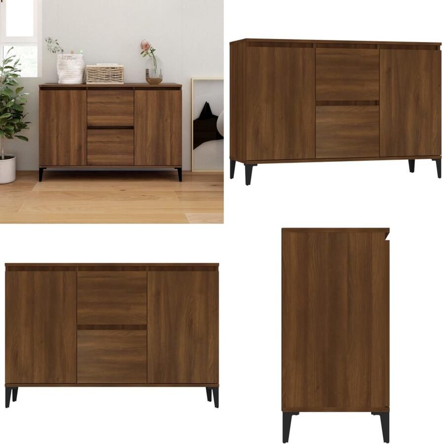 VidaXL Dressoir 104x35x70 cm bewerkt hout bruin eikenkleur Dressoir Dressoirs Kast Wandkast