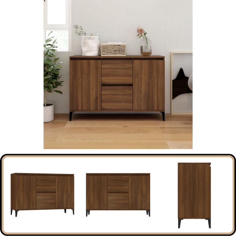 VidaXL Dressoir 104x35x70 cm Bruin Eikenhout Dressoir Kast Houten Dressoir Bruine Eiken Dressoir Opbergkast