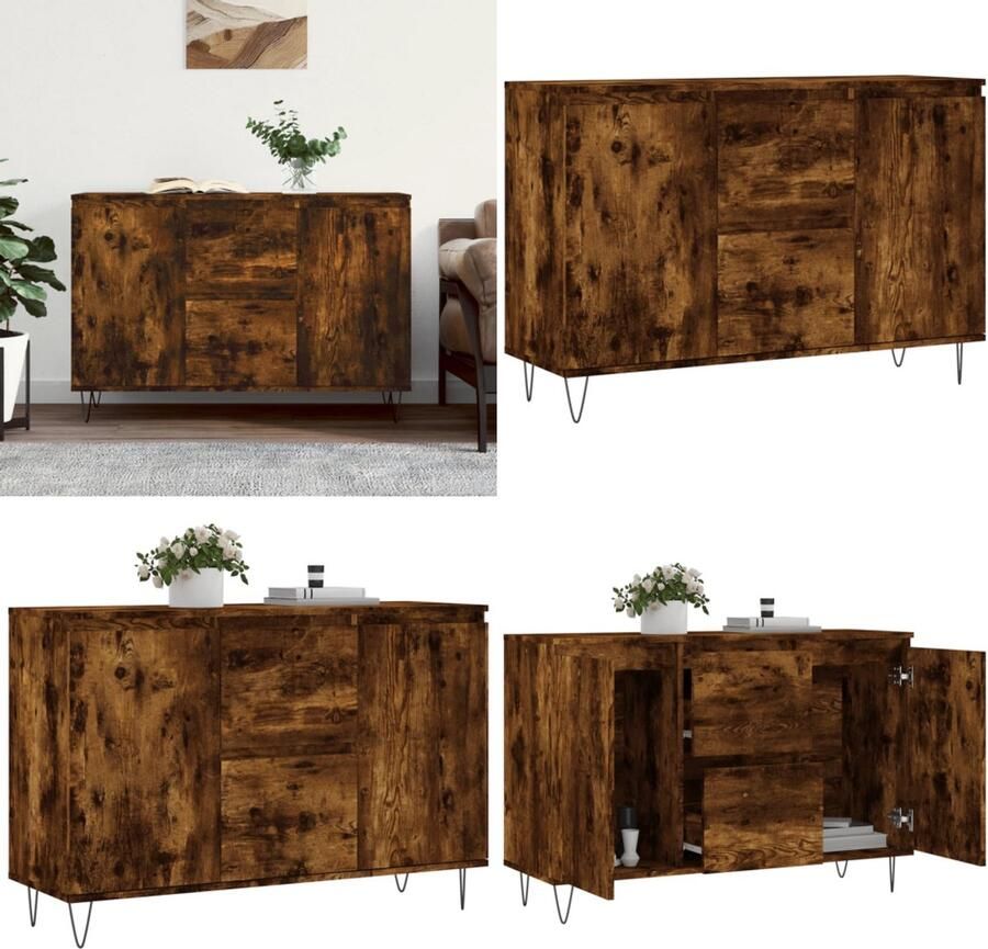 VidaXL Dressoir 104x35x70 cm bewerkt hout gerookt eikenkleurig Dressoir Dressoirs Opbergkast Buffet