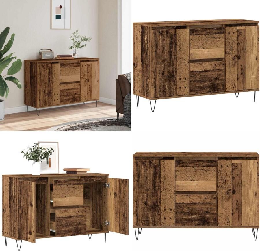 VidaXL Dressoir 104x35x70 cm bewerkt hout oud houtkleurig Dressoir Dressoirs Opbergkast Buffet