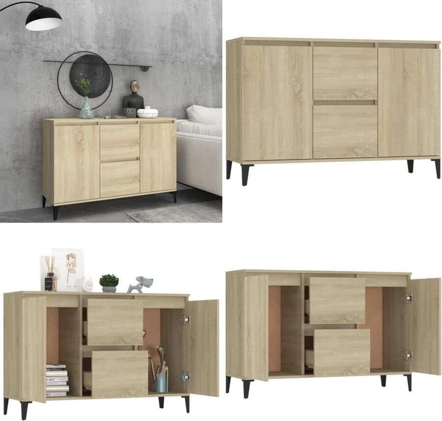 VidaXL Dressoir 104x35x70 cm bewerkt hout sonoma eikenkleurig Dressoir Dressoirs Kast Kasten