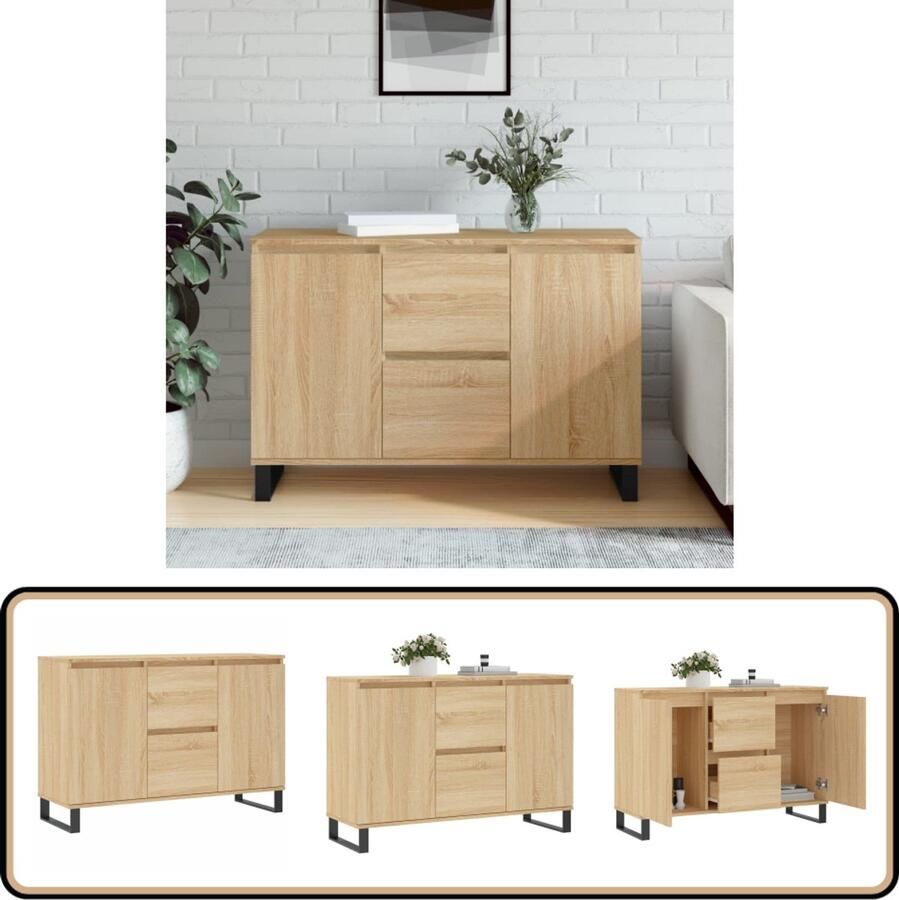 VidaXL Dressoir Sonoma Eiken 104x35x70 cm Dressoir Salontafel Buffetkast Houten Kast Opbergkast