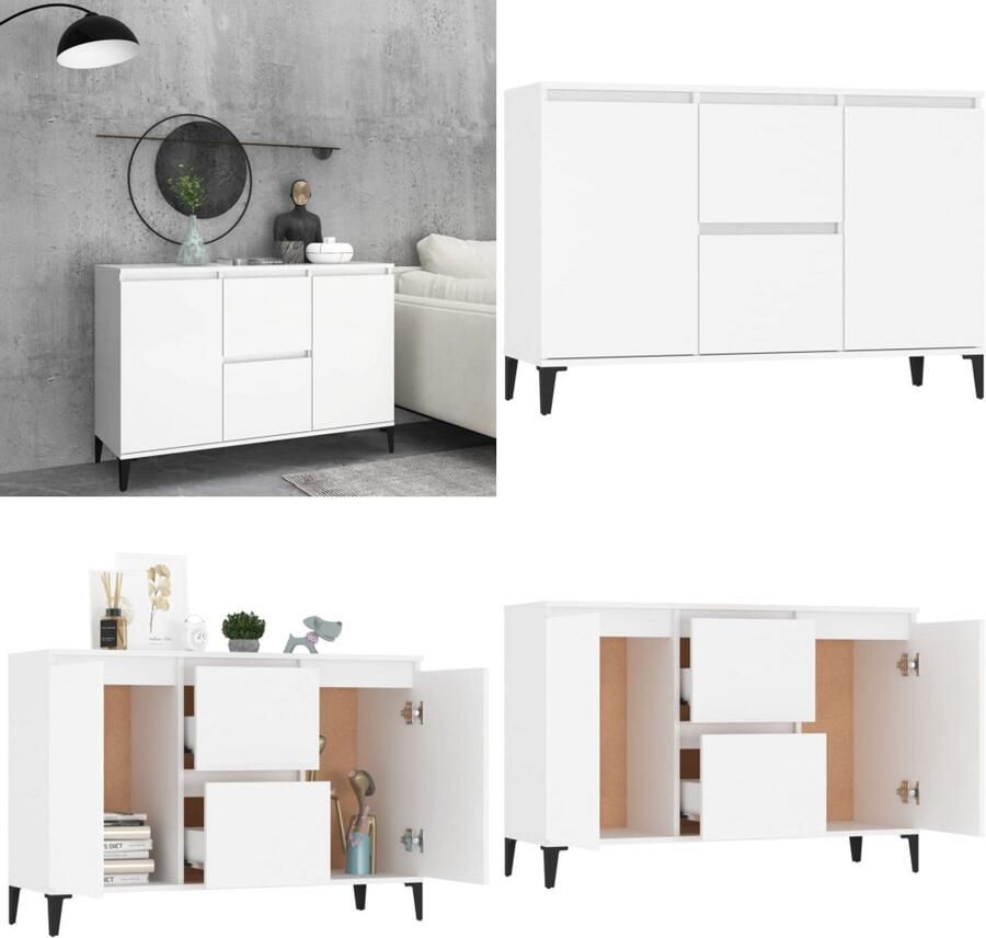 VidaXL Dressoir 104x35x70 cm bewerkt hout wit Dressoir Dressoirs Kast Kasten