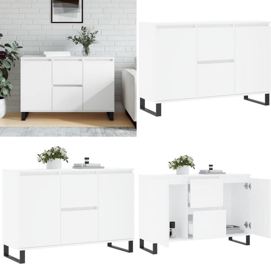 VidaXL Dressoir 104x35x70 cm bewerkt hout wit Dressoir Dressoirs Opbergkast Buffet