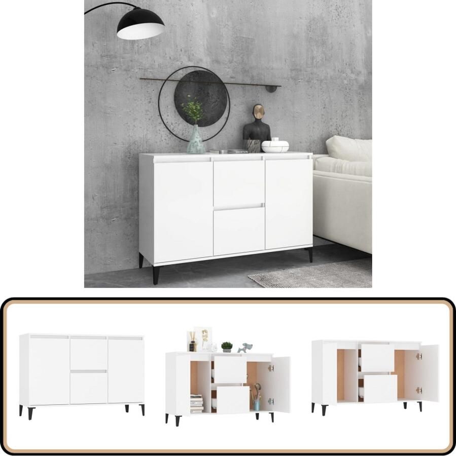 VidaXL Dressoir 104x35x70 cm Bewerkte Hout Wit Dressoir Industrieel Wit Dressoir Houten Dressoir Salontafel Tv Tafel