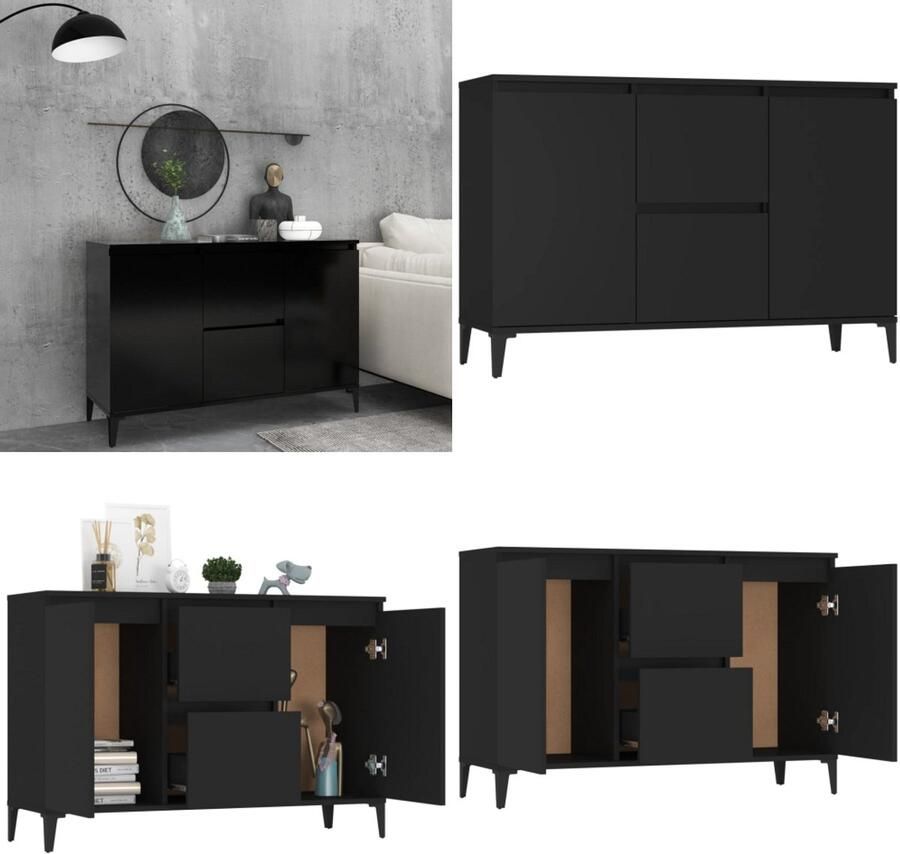 VidaXL Dressoir 104x35x70 cm bewerkt hout zwart Dressoir Dressoirs Kast Kasten