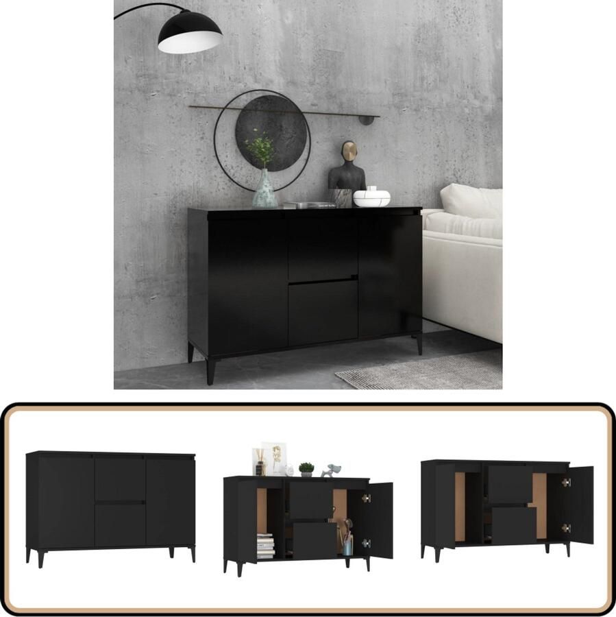 VidaXL Dressoir Zwart 104x35x70 cm Bewerkt Hout Industriele Meubels Bijzettafels Tv-meubel Salontafel Kasten