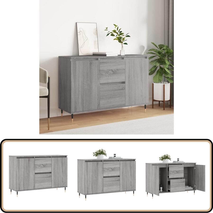 VidaXL Dressoir 104x35x70 cm Grijs Sonoma Eiken Dressoir Grijze Kast Houten Dressoir Salontafel Opbergkast - Foto 2