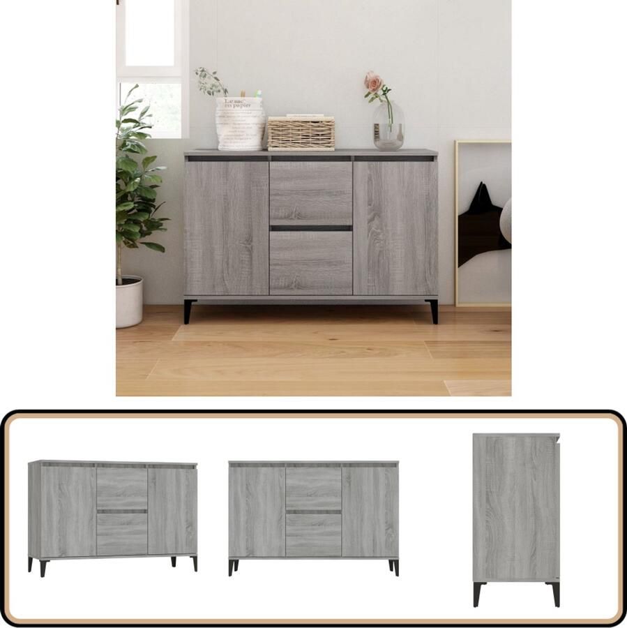 VidaXL Dressoir 104x35x70 cm Grijs Sonoma Eiken Dressoir Kast Salontafel Minimalistisch Design Grijze Kleur