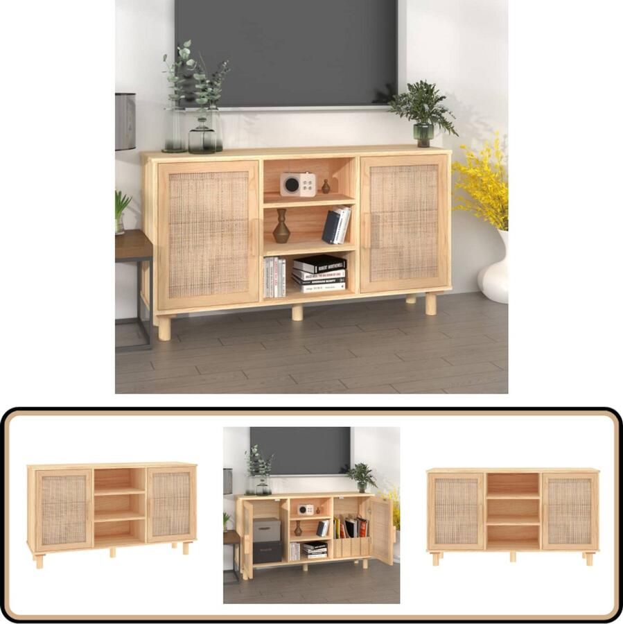 VidaXL Dressoir 105x30x60 cm Hout en Rattan Bruin Dressoir Commode Opbergmeubel Salontafel Livingroom Furniture