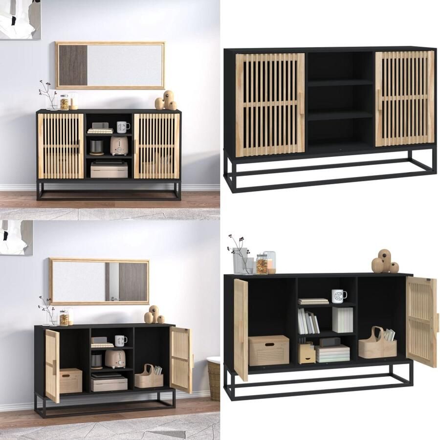VidaXL Dressoir 105x30x65 cm bewerkt hout zwart Dressoir Dressoirs Kast Wandkast