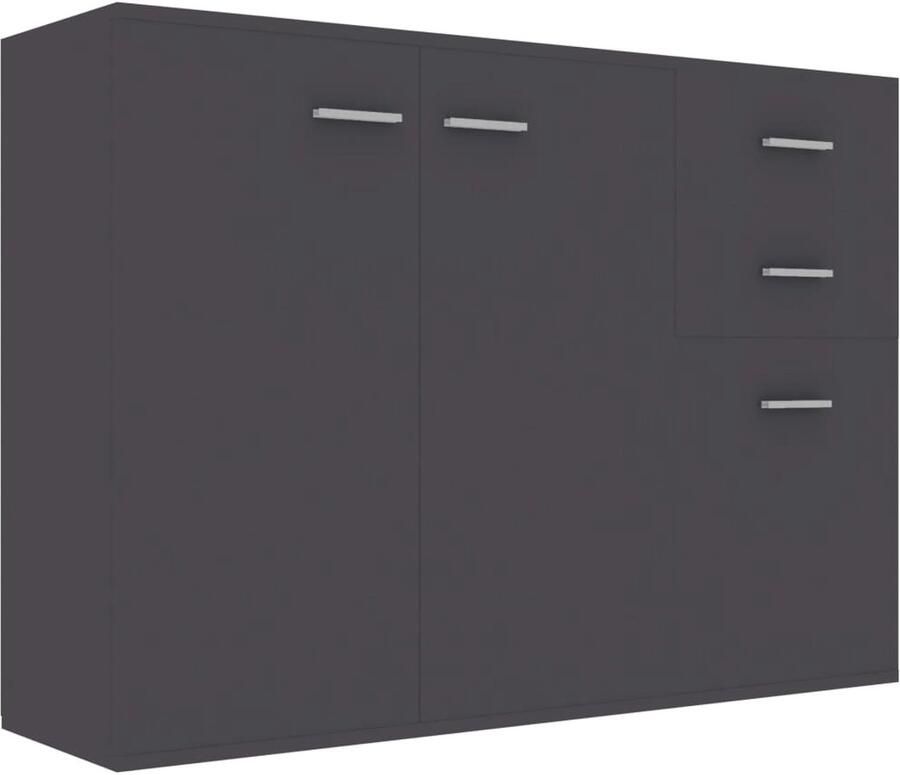The Living Store Dressoir 105x30x75 cm bewerkt hout grijs Dressoir Kast Opbergruimte Mediaopstelling Woonkamer