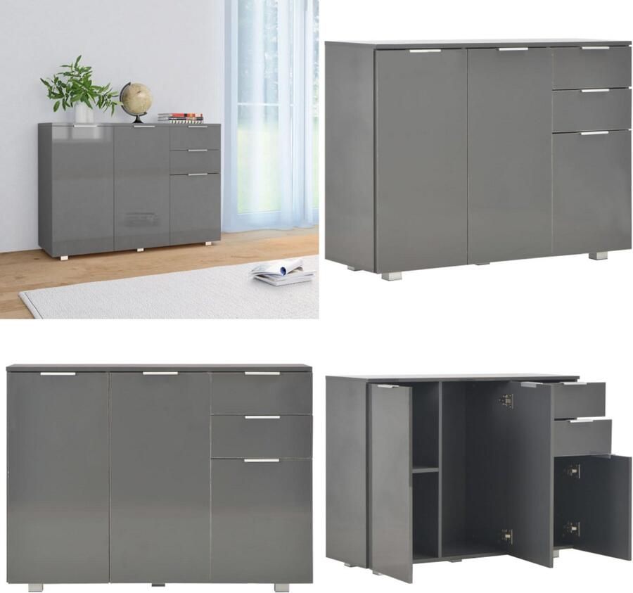 VidaXL Dressoir 107x35x80 5 cm hoogglans grijs Dressoir Dressoirs Zijkast Zijkasten