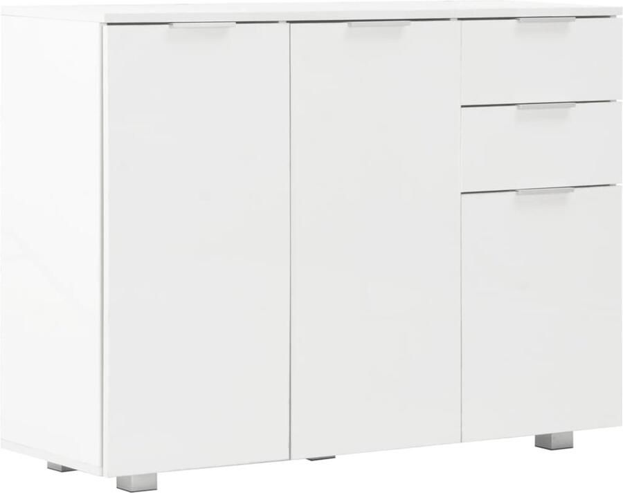 The Living Store Dressoir 107x35x80 5 cm hoogglans wit Dressoir Ladekast Opbergkast Houten Dressoir Wit Dressoir - Foto 2