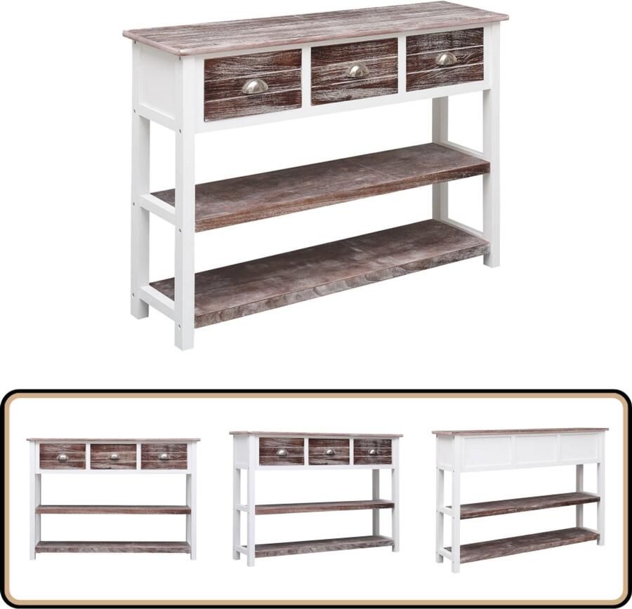 VidaXL Dressoir 108x30x76 cm Antiekbruin Hout Dressoir Vintage Kast Hout Antiek Bruin Salon Tafel