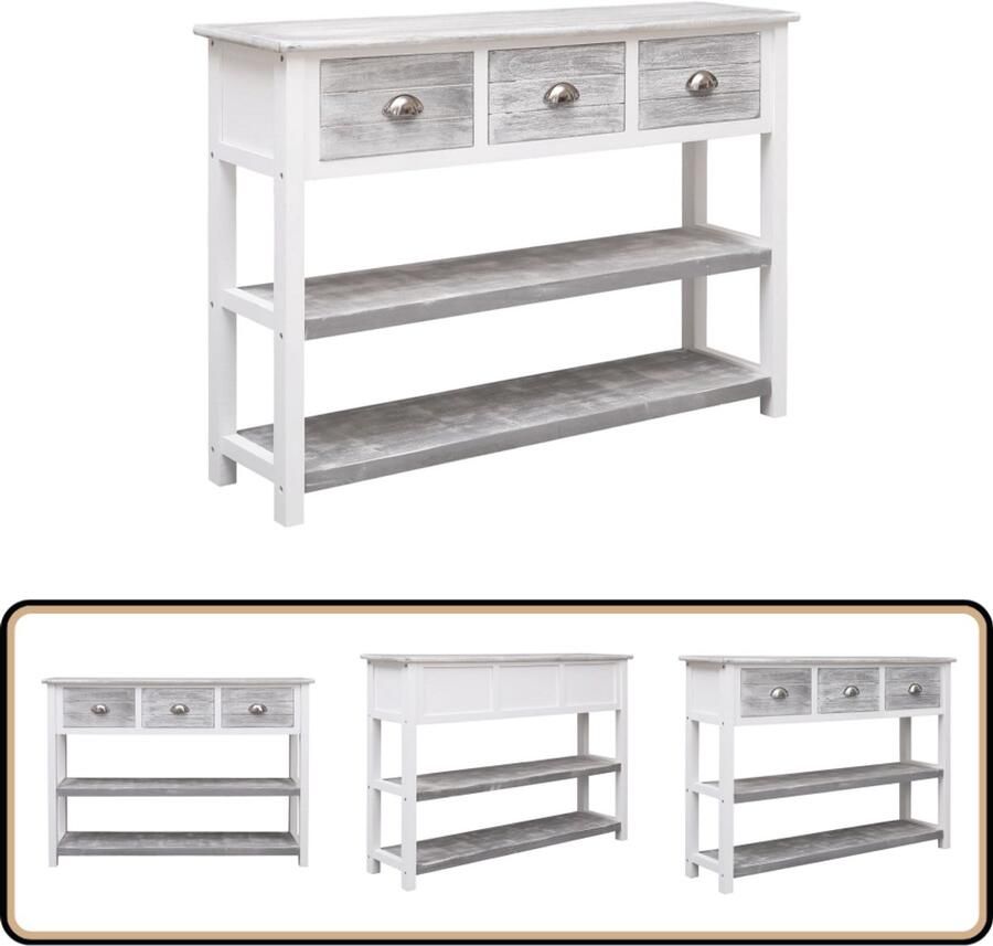 VidaXL Dressoir Antiekgrijs 108x30x76 cm Hout Dressoir Kast Opbergmeubilair Woonkamerinrichting Slaapkamerinrichting