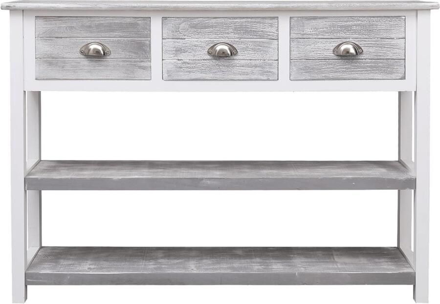 The Living Store Dressoir 108x30x76 cm massief paulowniahout antiekgrijs Dressoir Kast Opbergmeubilair Woonkamerinrichting Slaapkamerinrichting - Foto 2