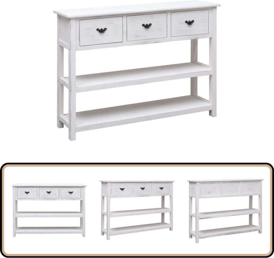 VidaXL Dressoir 108x30x76 cm Antiekwit Hout Dressoir Kast Opbergmeubels Vintage Landelijk