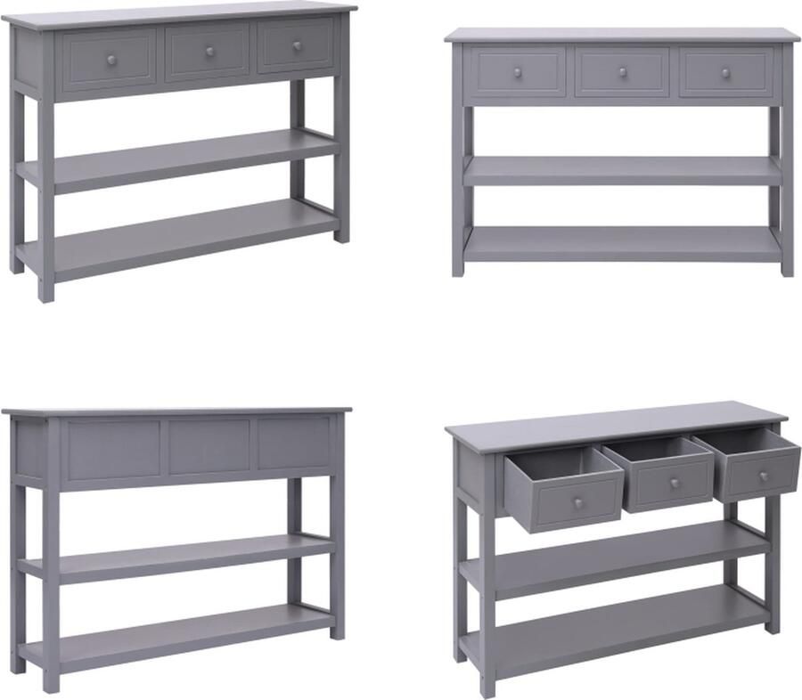 VidaXL Dressoir 108x30x76 cm massief paulowniahout grijs Dressoir Dressoirs Kast Wandkast