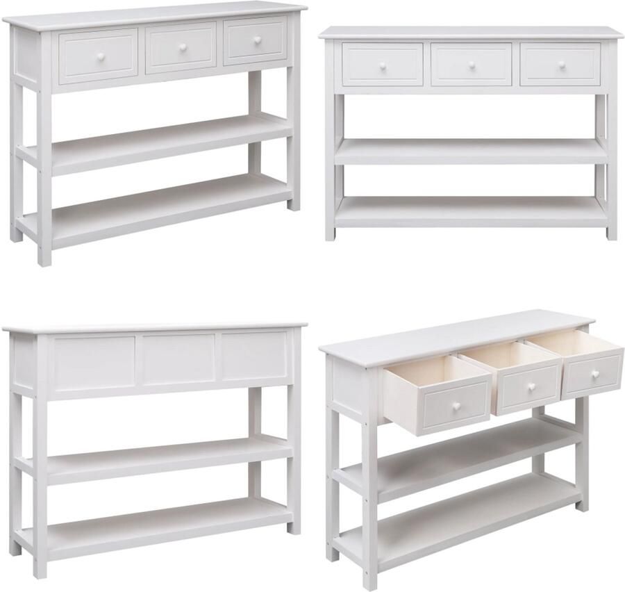 VidaXL Dressoir 108x30x76 cm massief paulowniahout wit Dressoir Dressoirs Kast Wandkast