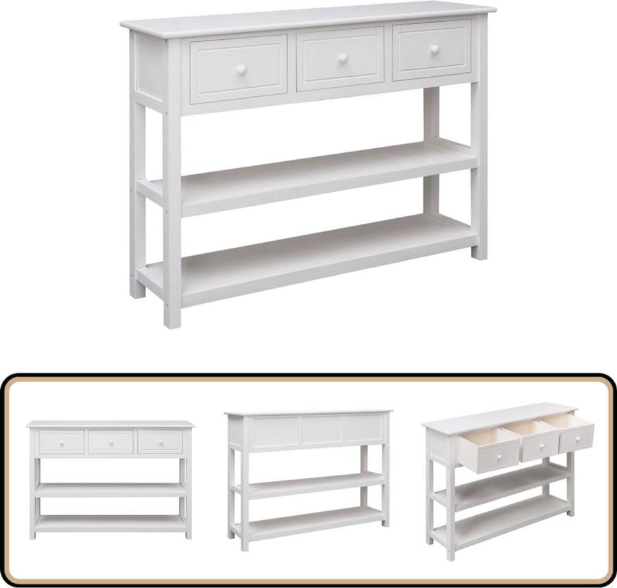 VidaXL Dressoir 108x30x76 cm wit met 3 lades Dressoir Kast Commode Opbergmeubilair Salontafel