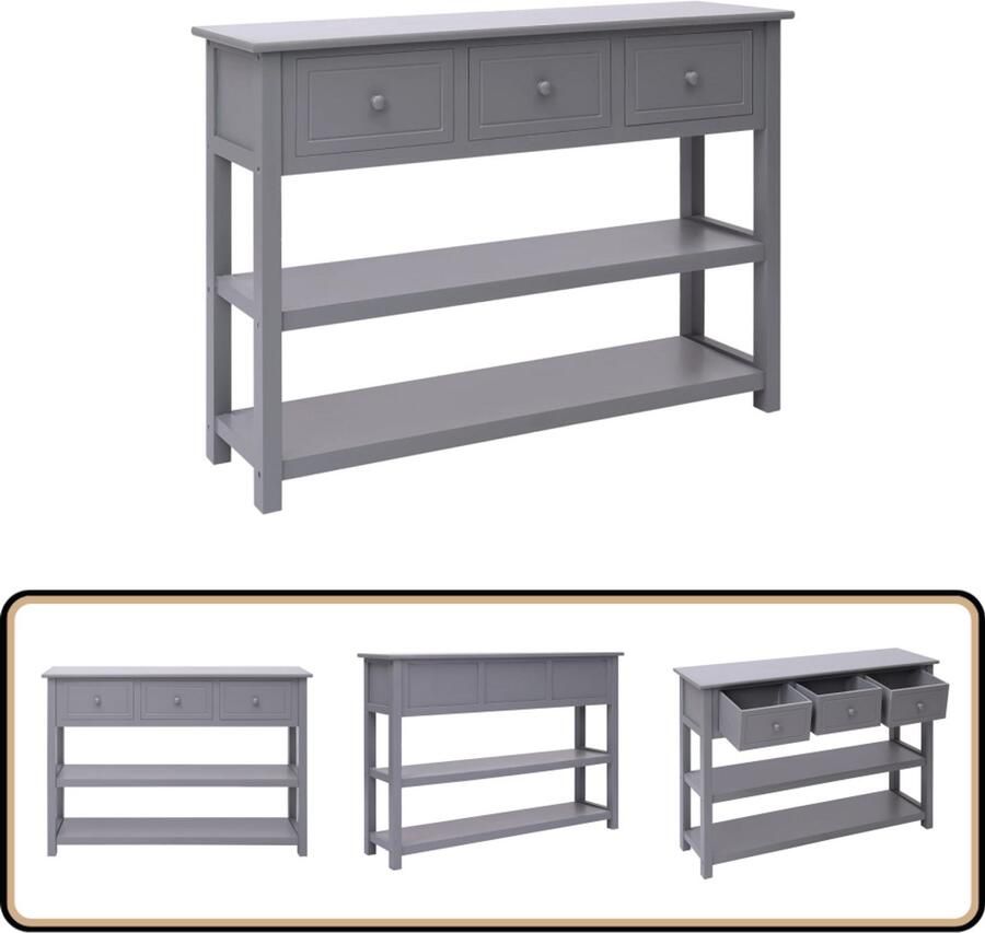 VidaXL Dressoir 108x30x76 cm Paulowniahout Grijs Dressoir Kast Commode Opbergmeubels Salontafel - Foto 2