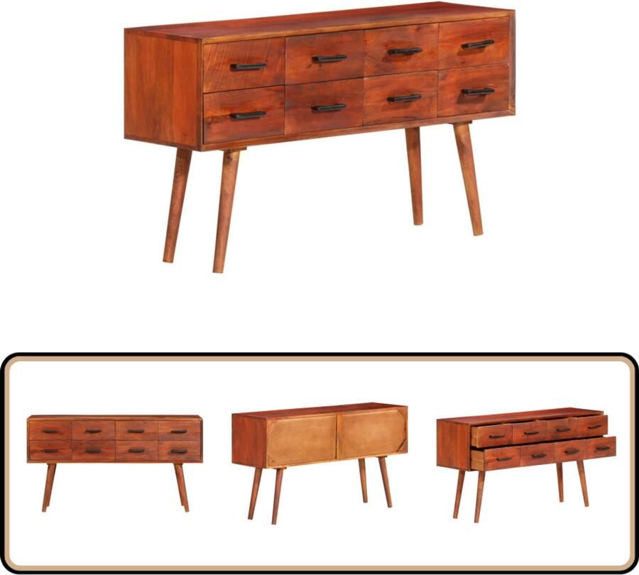 VidaXL Dressoir Mangohout 110x30x59 cm Bruin Dressoir Mangohout Vintage Landelijk Kast - Foto 2