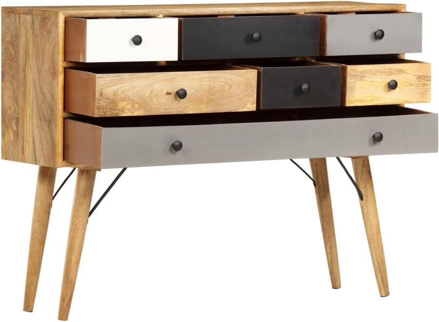 VidaXL Dressoir Massief Mangohout 7 Lades 110x30x82 cm Vintage Kast Mangohout Kast Dressoir Opbergkast Salonmeubilair