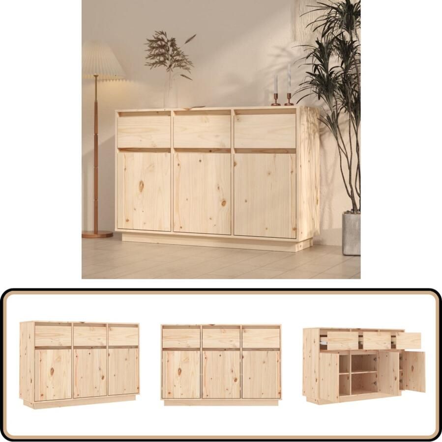 VidaXL Dressoir 110x34x75 cm Massief Grenenhout Dressoir Houten Dressoir Grenenhouten Dressoir Opbergkast Tv-stand