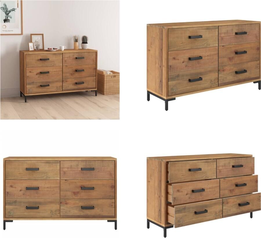 VidaXL Dressoir 110x35x70 cm gerecycled massief grenenhout bruin Dressoir Dressoirs Kast Wandkast