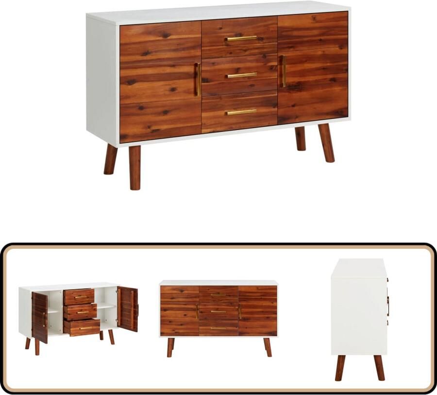 VidaXL Stijlvol Dressoir 110x35x70 cm Acaciahout & MDF Dressoir Salontafel Tv-meubel Opbergkast Acacia Hout