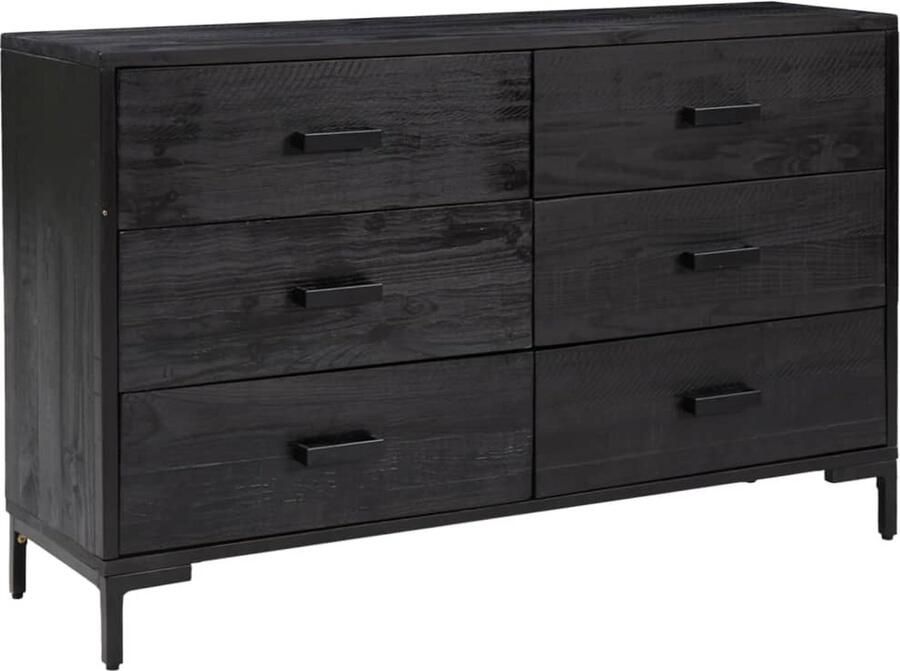 VidaXL -Dressoir-110x35x70-cm-gerecycled-massief-grenenhout-zwart