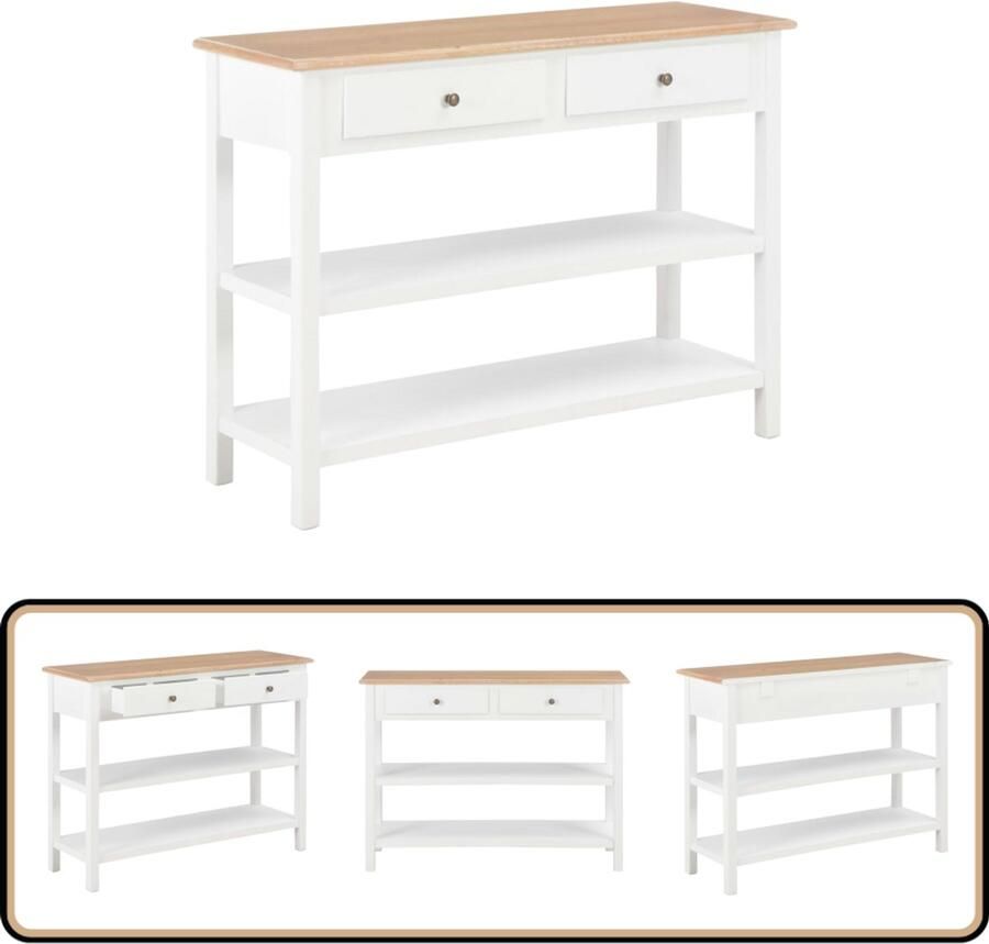 VidaXL Dressoir 110x35x80 cm Wit en Houtkleur MDF Dressoir Meubilair Salontafel Tv Tafel Opslagmeubels