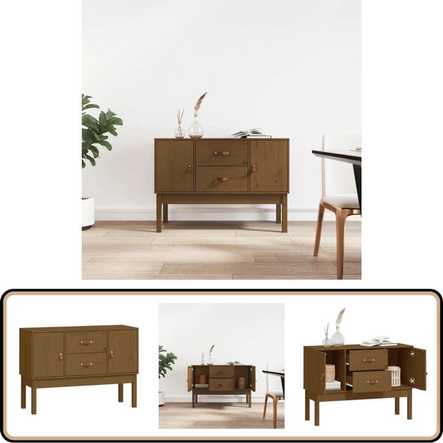VidaXL Dressoir 110x40x78 cm Honingbruin Grenen Dressoir Grenoblehouten Dressoir Vintage Dressoir Landelijke Dressoir Salontafel - Foto 2
